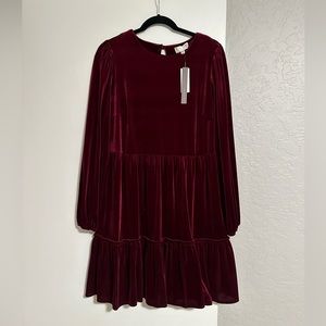 Anthropologie size S burgundy velvet dress